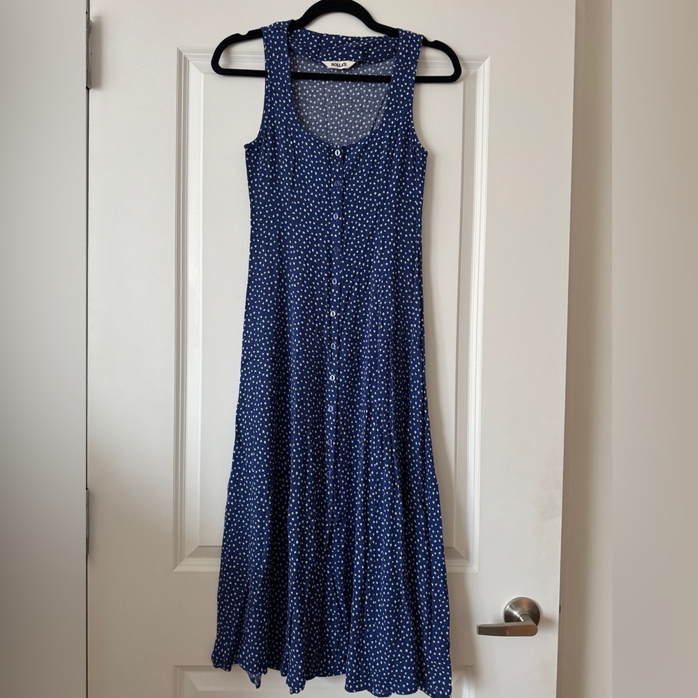 ROLLA'S Navy Blue Polka Dot Maxi Dress